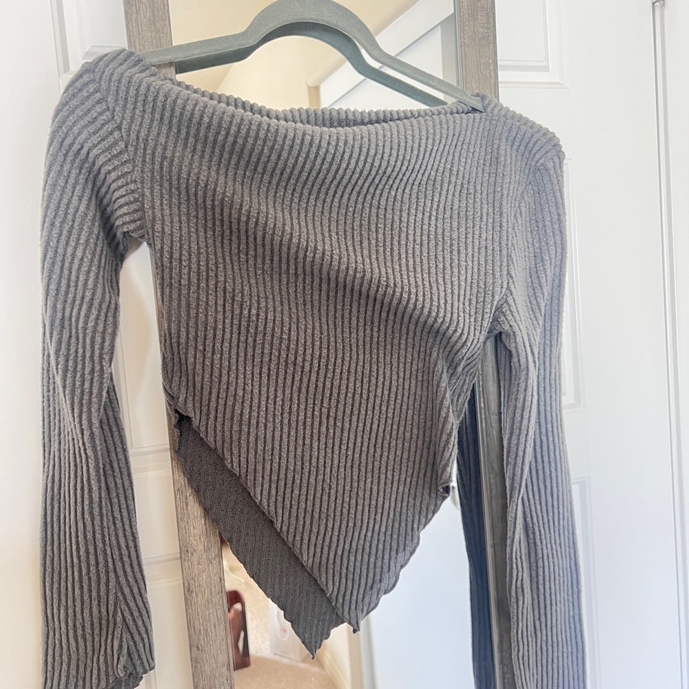 Gray Off Shoulder Top